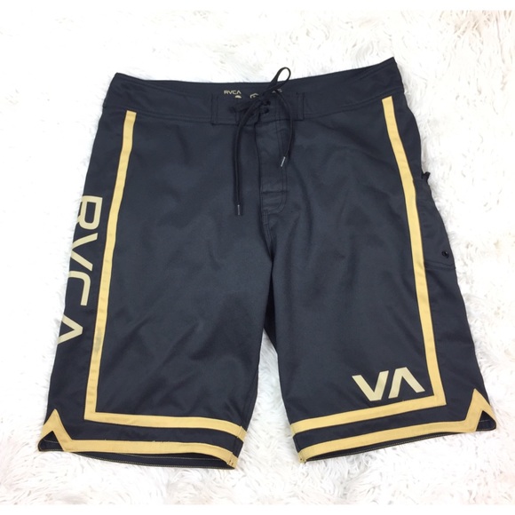 black and gold swim shorts